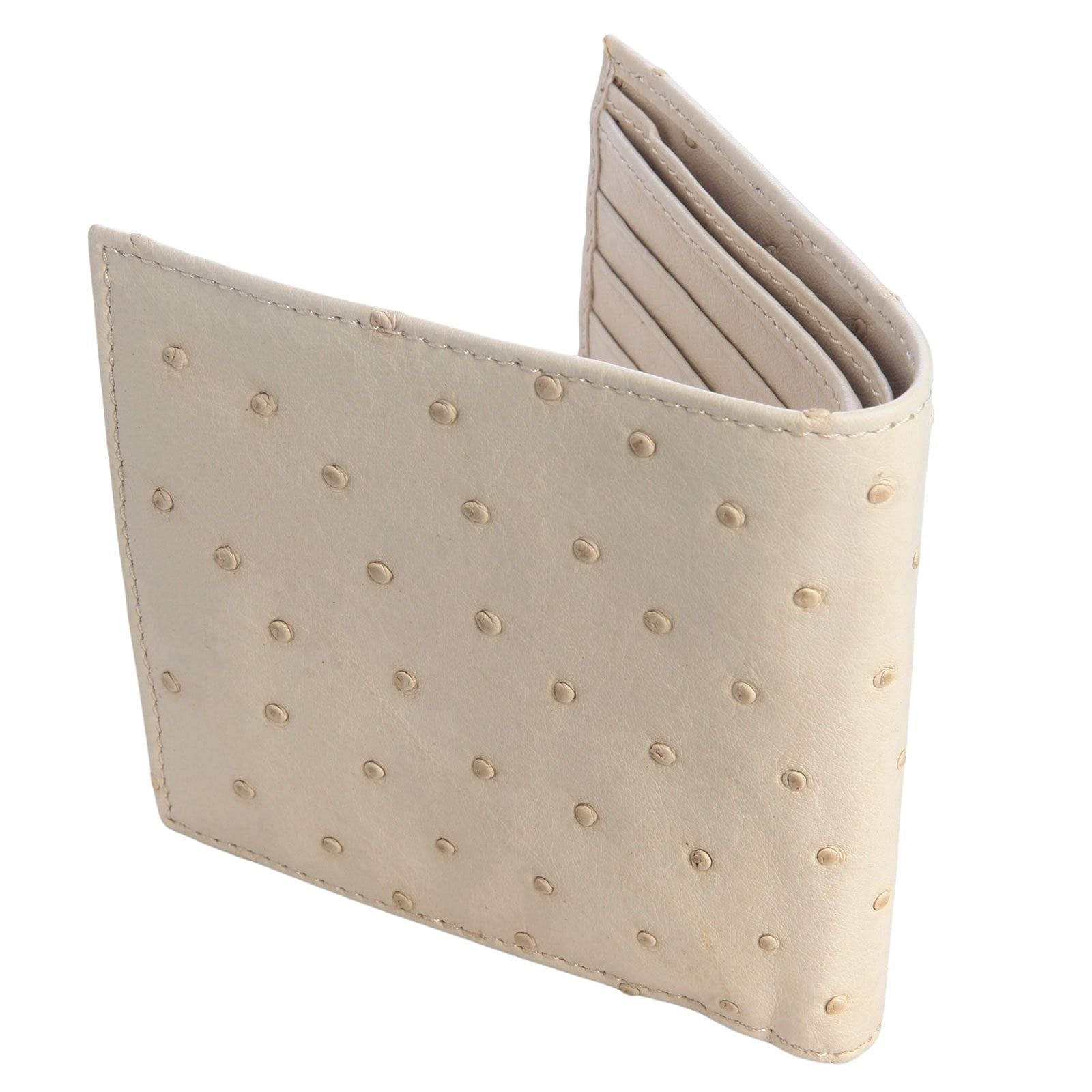 Genuine White Ostrich Skin Leather Wallet for Men - Slim Bifold RFID Blocking Luxury Wallet - Perfect for Business, Travel & Everyday Use