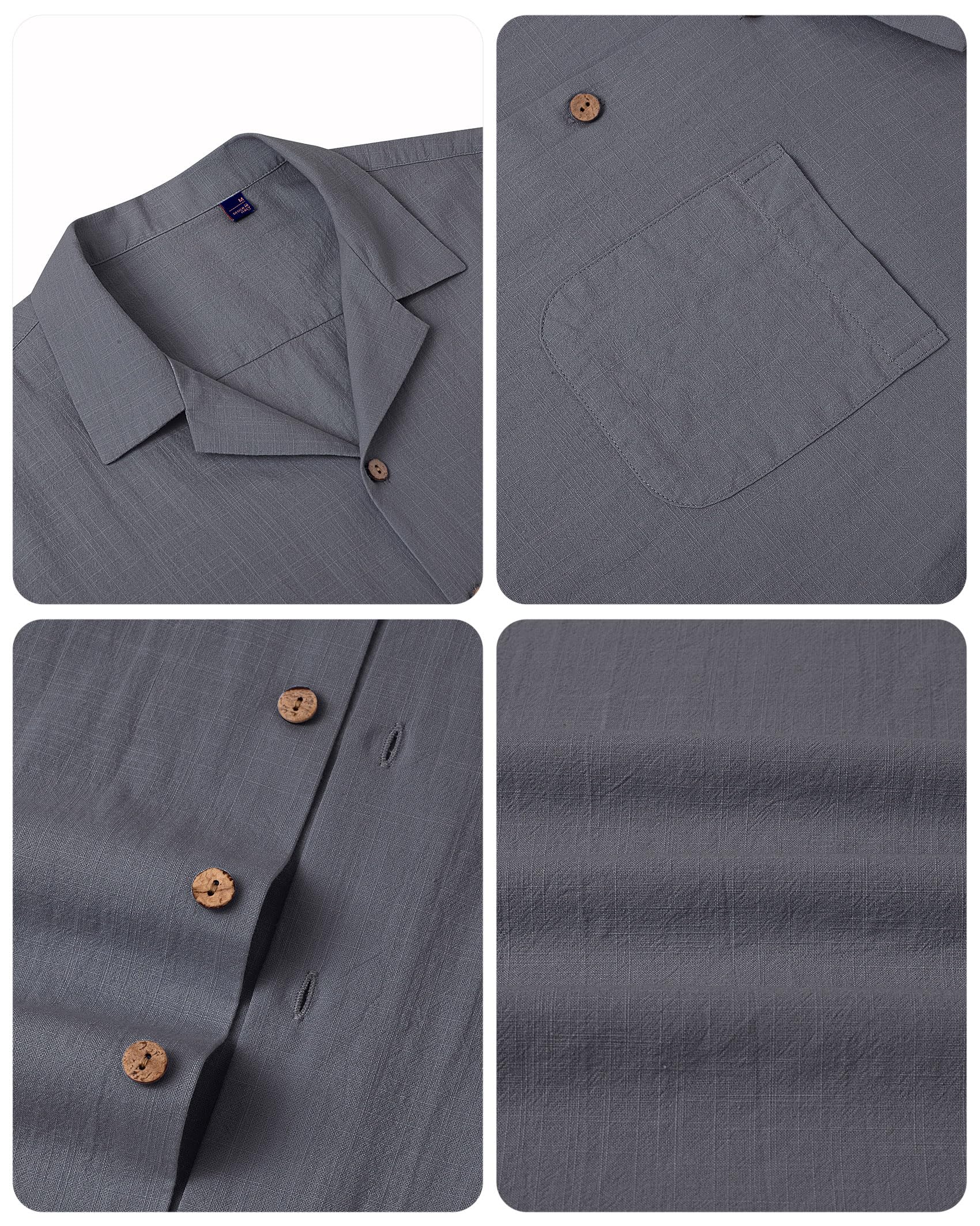 Men's Linen Short Sleeve Button Down Shirts - Breathable Cotton Summer Casual Shirts for Beach, Vacation & Hawaiian Style | Perfect for Tropical Getaways, Pool Parties and Summer Outings