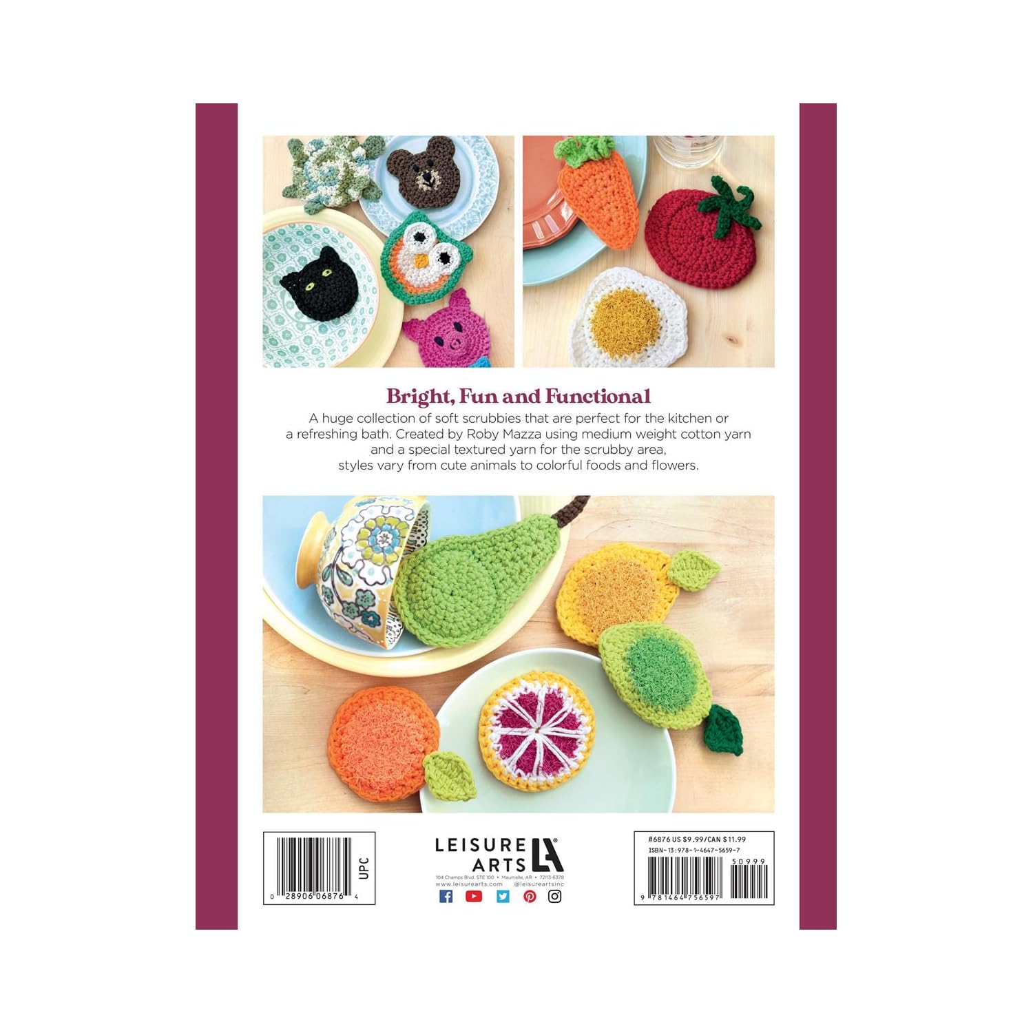 Cute Crochet Scrubbies for Kitchen & Bath - Eco-Friendly Handmade Dish & Face Cleaning Pads - Perfect for Washing Dishes, Removing Makeup & Gentle Exfoliation