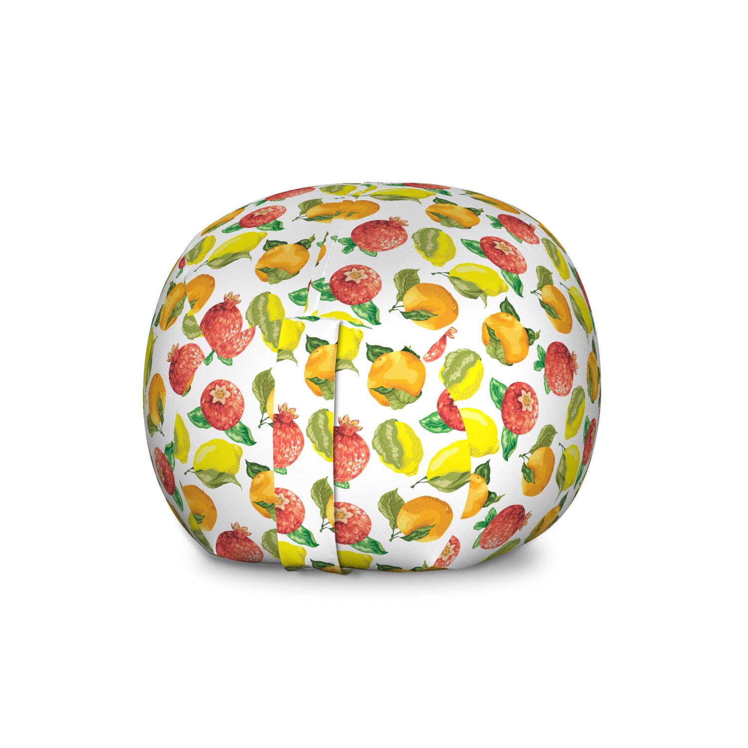 Ambesonne Fruit Storage Toy Bag Chair - Large Washable Organizer with Vitamin C Pattern (Orange, Pomegranate, Lemon) - Perfect for Kids' Room, Playroom & Stuffed Animal Storage