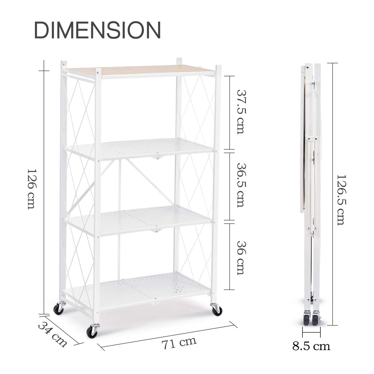 KingRack 4-Tier Heavy Duty Metal Storage Shelves - Foldable Bookshelf & Display Rack for Garage, Kitchen, Office - No Assembly Required | Perfect for Organizing Books, Plants, Kitchen Supplies & Home Storage