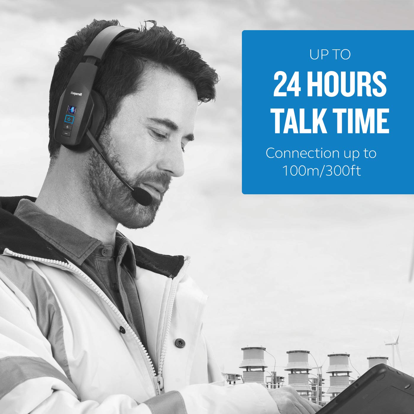 BlueParrott B450-XT Noise Cancelling Bluetooth Headset - Premium Wireless Headphones with 24-Hour Battery Life, Long Range & Comfortable Design for Truck Drivers, Call Centers & Remote Work