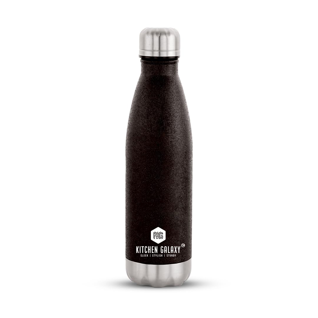 **Stainless Steel Water Bottle 500ml - Leakproof, Rust-Free, Insulated for School, Office, Gym & Travel - BPA-Free, Durable & Eco-Friendly (Black) - Perfect for Hydration On-The-Go**