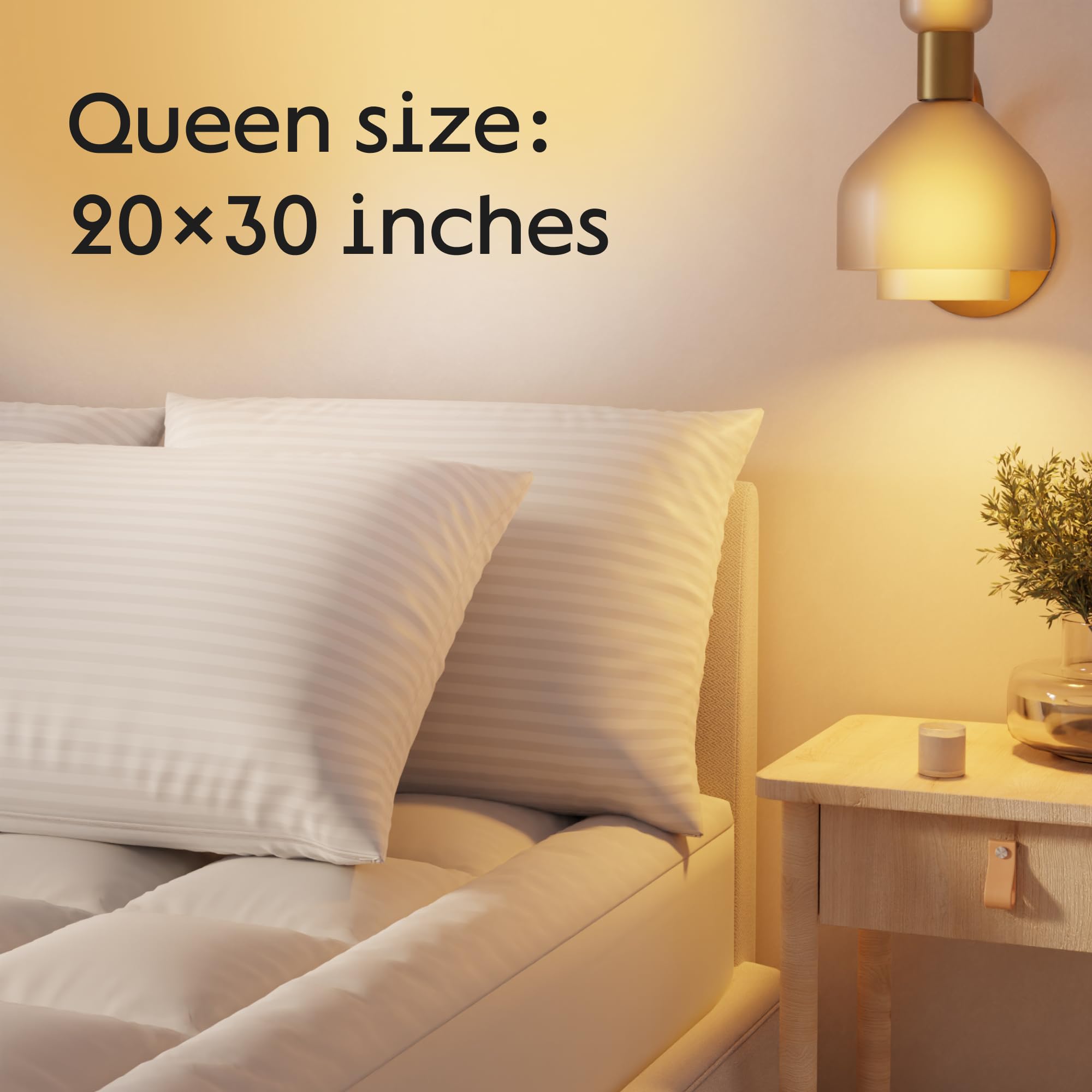 Queen Size Pillow Protectors (Set of 2) - Waterproof & Dustproof for Bedroom Use