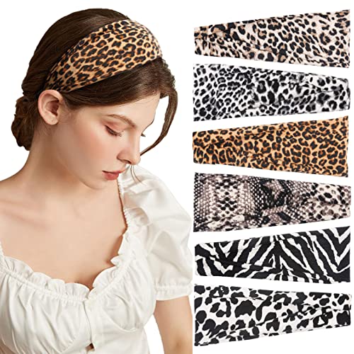Huachi Women's Workout Headband - Non-Slip Yoga Headband with Leopard Print, Sweat-Wicking Elastic Hair Band for Running, Fitness & Summer Activities - Perfect for Yoga, Gym, and Outdoor Sports