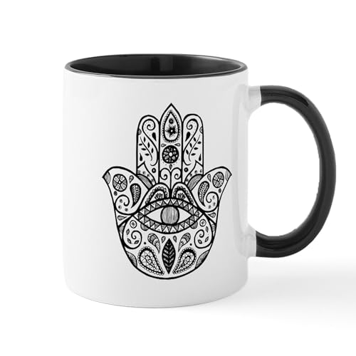 White/Black Inside - The Hamsa Hand Mugs