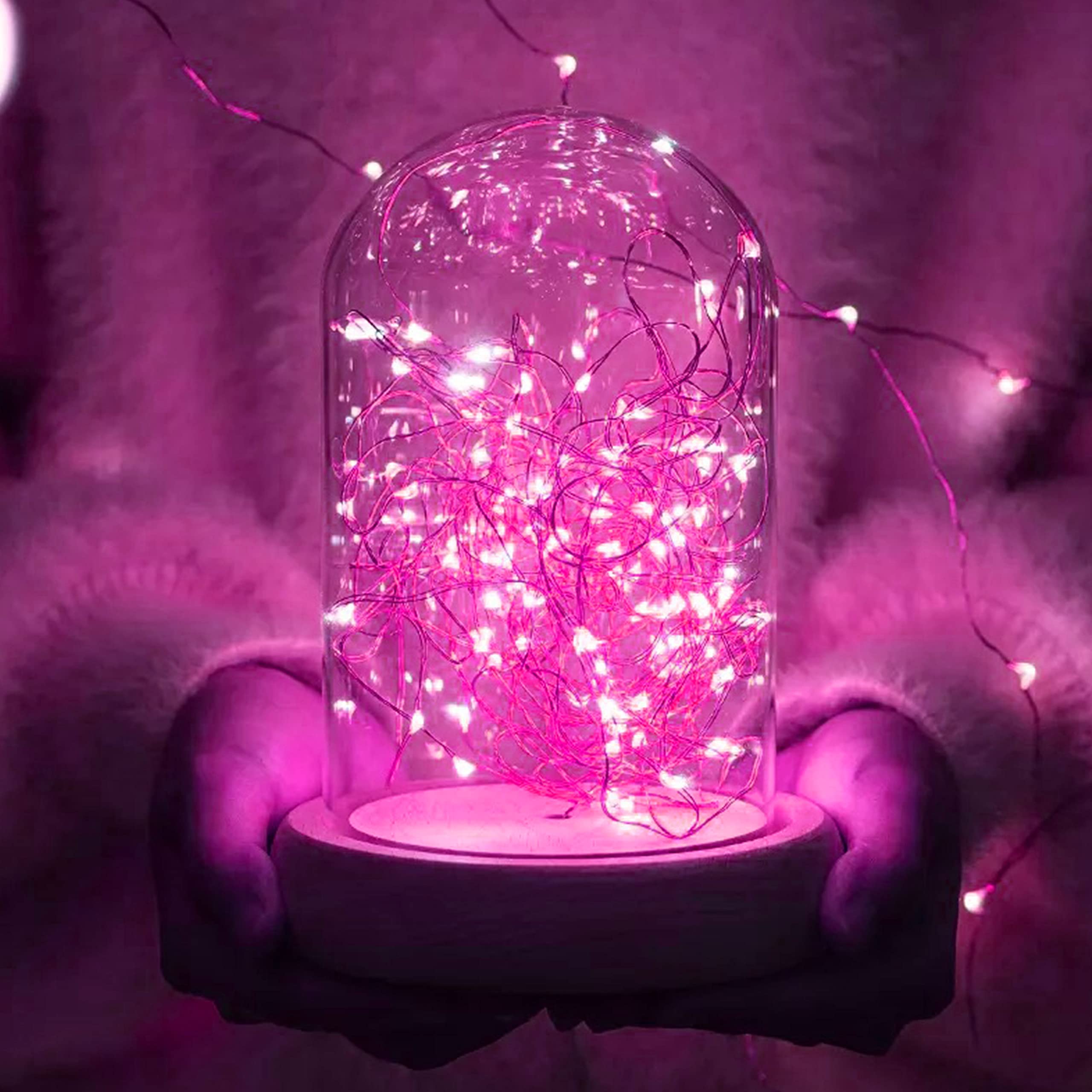 30 LED Fairy String Lights - 10 Pack Battery Operated Silver Copper Wire Starry Lights for DIY, Party, Christmas, Wedding, Easter Decor - Pink | Perfect for Bedroom, Garden, Table & Holiday Decorations