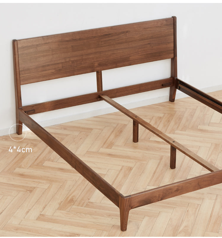 Solid Black Walnut Wood Bed Frame - Queen Size, Natural Wood Grain, Sturdy Platform Bed - Perfect for Modern, Farmhouse & Rustic Bedroom Decor