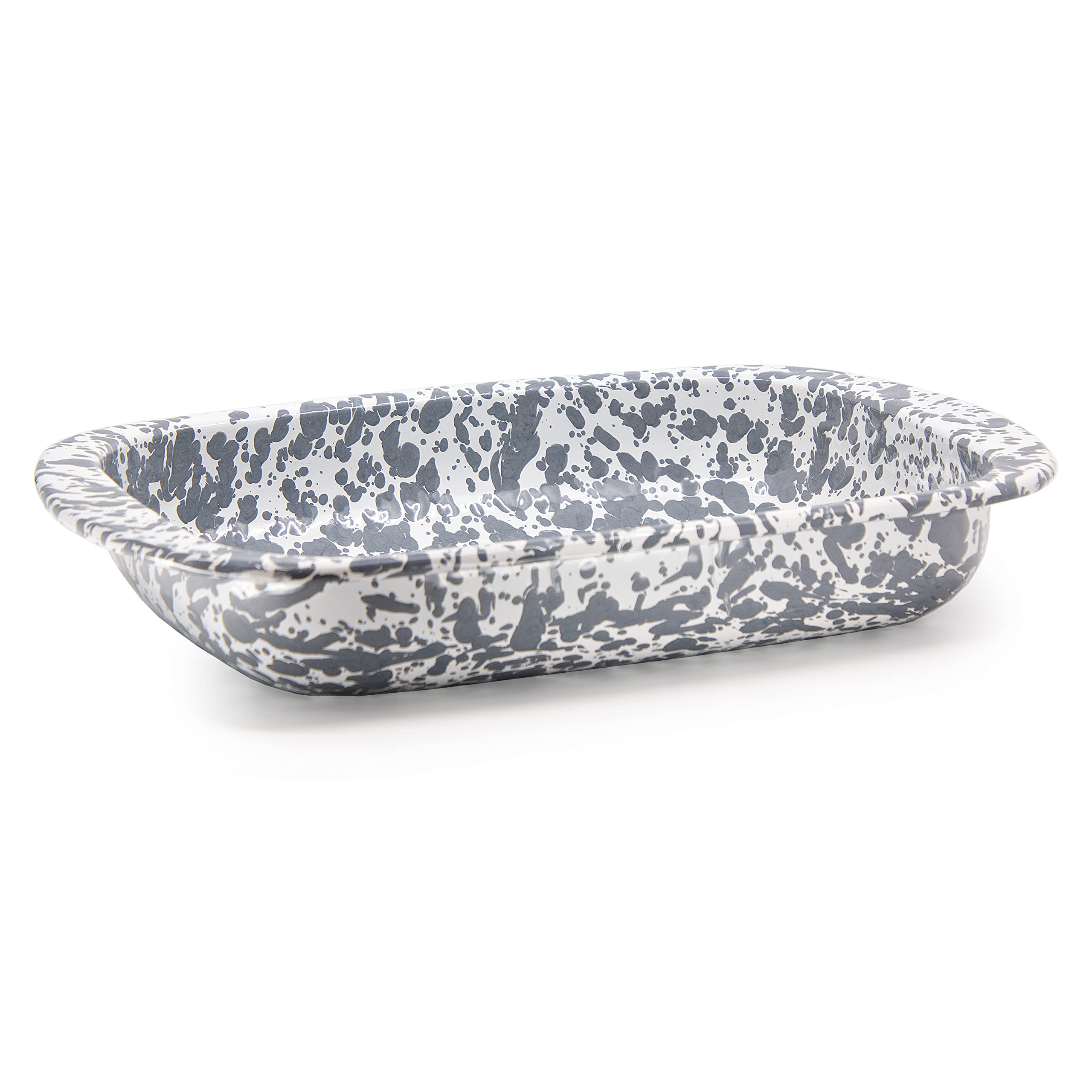 Golden Rabbit Enamelware - 3 Quart Baking Pan (Grey Swirl) | Durable Enamel Coated Oven Safe Casserole Dish for Baking, Roasting & Serving | Perfect for Casseroles, Lasagna, Bread & Desserts