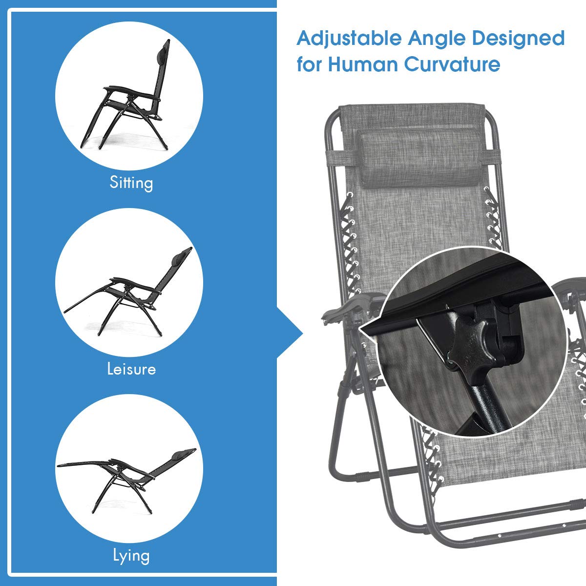 3PCS Patio Chaise Lounge Chairs - Adjustable Zero Gravity Recliners for Outdoor, Yard, Pool & Beach - Foldable Lounge Chair Set with Side Table - Perfect for Relaxing, Sunbathing & Backyard Lounging (Grey)