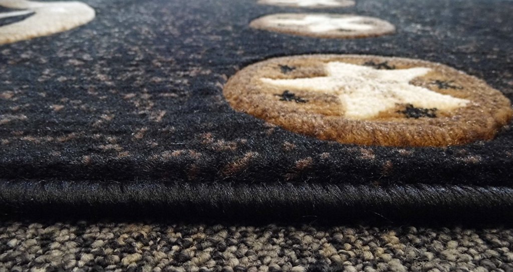 Texas Western Star Rustic Cowboy Decor Area Rug - Black 2x7 Feet Runner - Perfect for Ranch, Cabin & Southwestern Home Decor