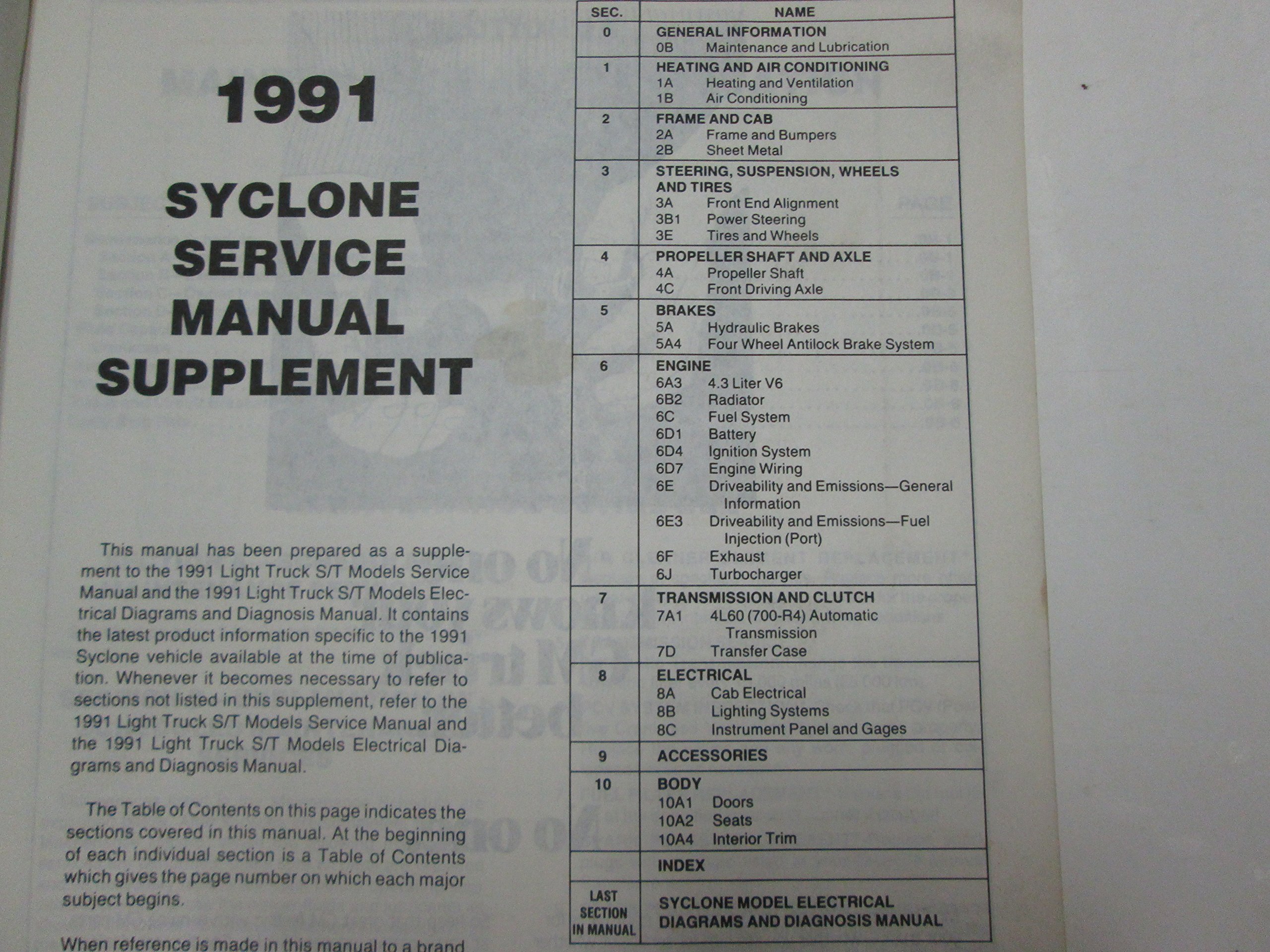 1991 GMC Syclone Service Manual Supplement - Repair & Maintenance Guide for DIY Enthusiasts | Perfect for Home Mechanics & Car Restoration Projects