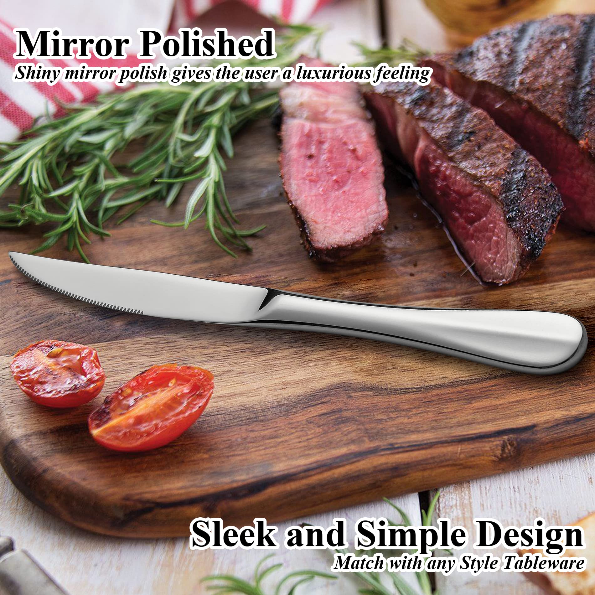 Premium 8-Piece Steak Knife Set - High-Quality Stainless Steel with One-Piece Construction, Traditional European Serrated Edge - Dishwasher Safe & Gift Box Included - Perfect for Steak Dinners, BBQ Parties & Fine Dining Experience