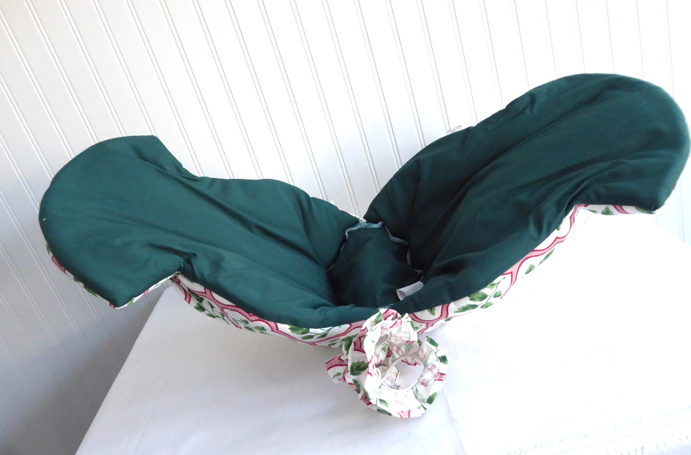 Large Tea Cozy - Padded Muff Style Insulated Tea Cover - Handmade Orchid Embroidery in Pink & Green - Perfect for Tea Parties & Winter Warmth