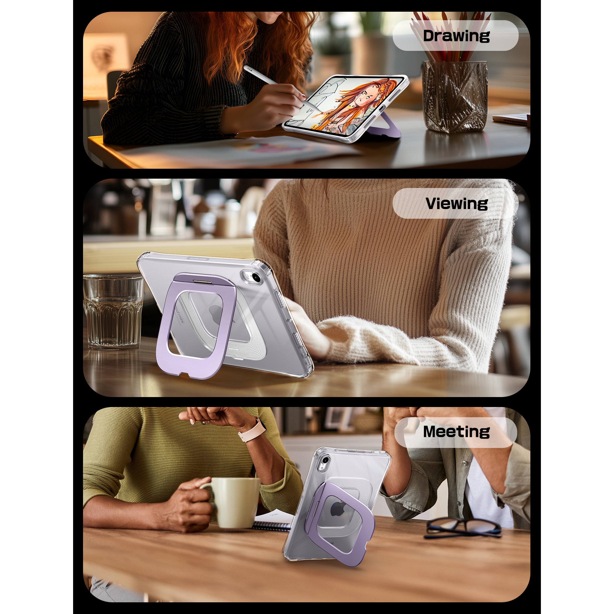 UB Prism Slim Clear iPad Case for iPad Mini 6/7 (8.3 Inch) - Lightweight Protective Cover with Shock Absorption, Anti-Scratch & Transparent Design - Perfect for Work, School & Travel (Purple)