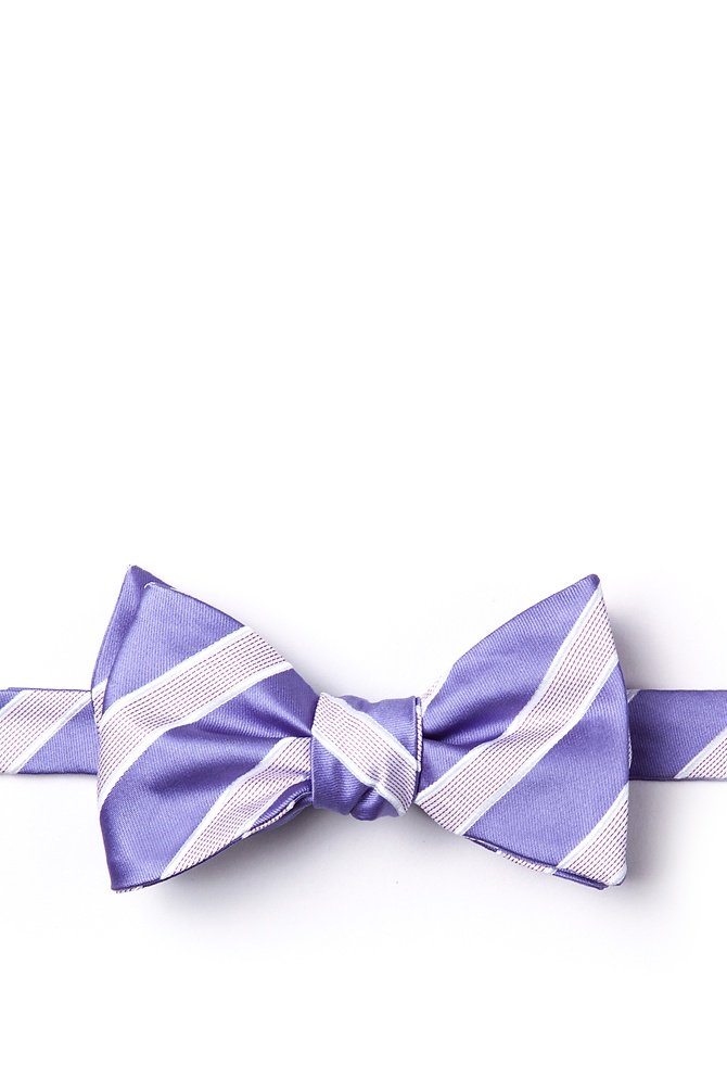 Jefferson Stripe Lavender Microfiber Bow Tie for Men - Elegant Butterfly Design for Weddings, Prom & Formal Events