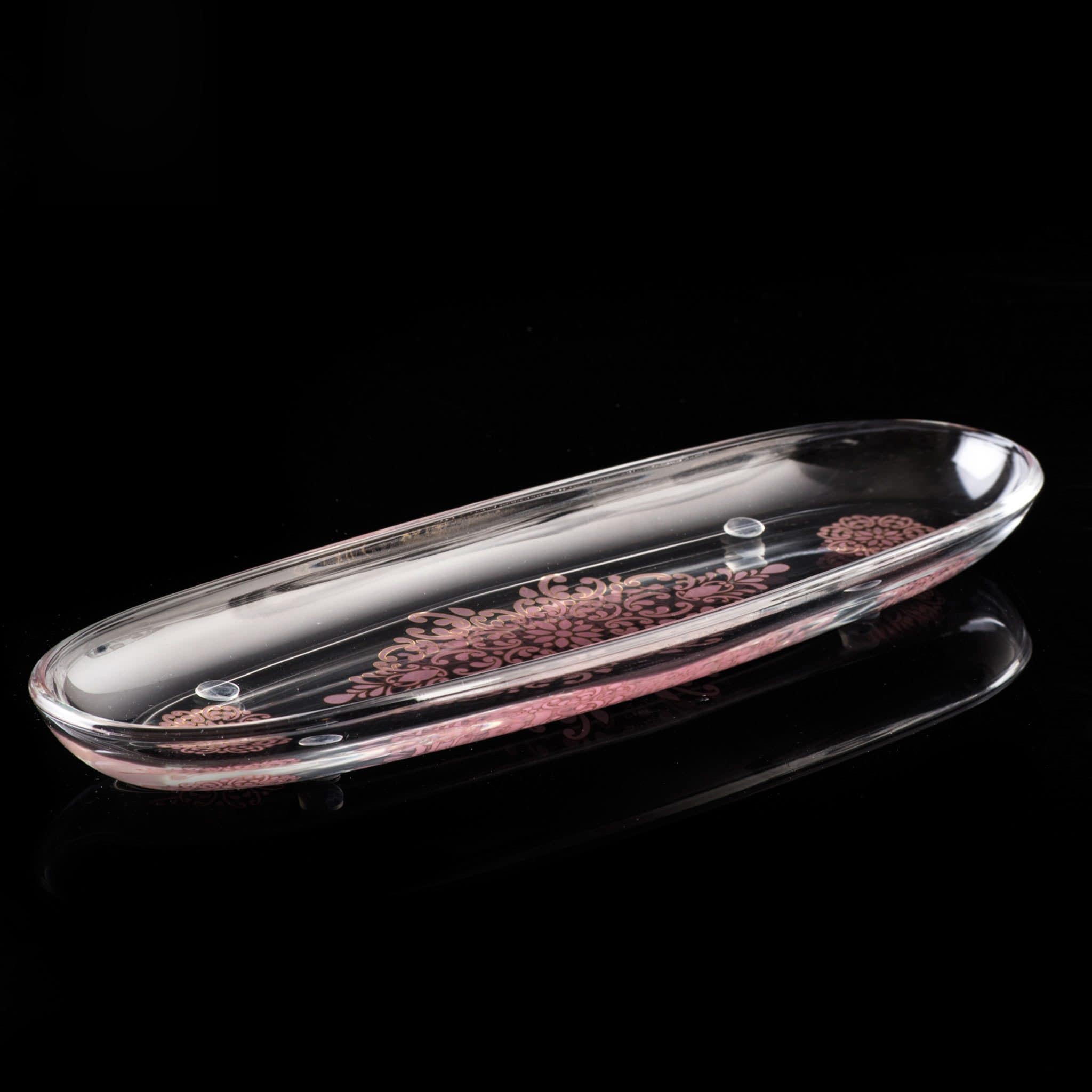 Dimlaj Selena Large Oval Plate - Gold & Pink Decorative Serving Dish for Dining, Parties & Home Decor