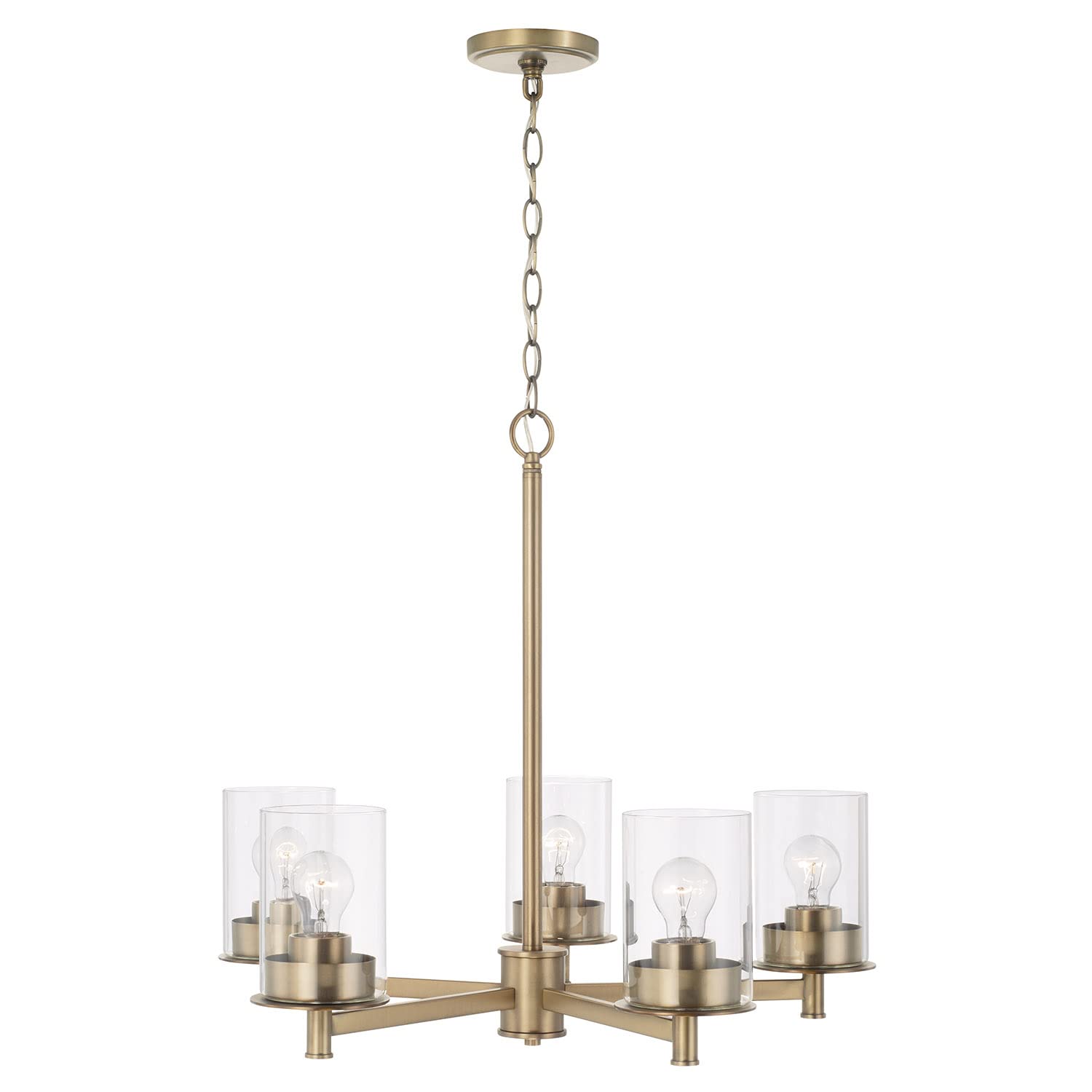 HomePlace Lighting 446851AD-532 Mason Transitional Clear Glass 5-Light Chandelier - 26