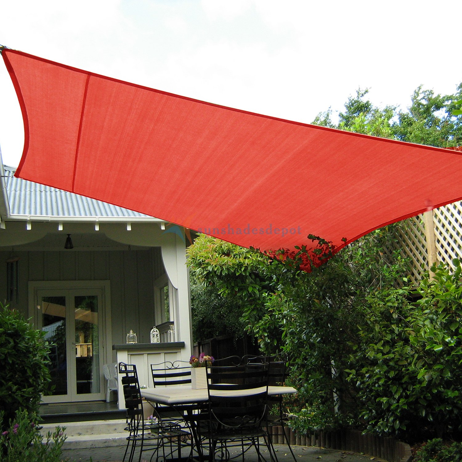 10' x 13' Red Commercial Grade Sun Shade Sail - UV Protection Square Canopy with Permeable Fabric & Curved Edges - Perfect for Patio, Poolside, Backyard, and Outdoor Commercial Spaces