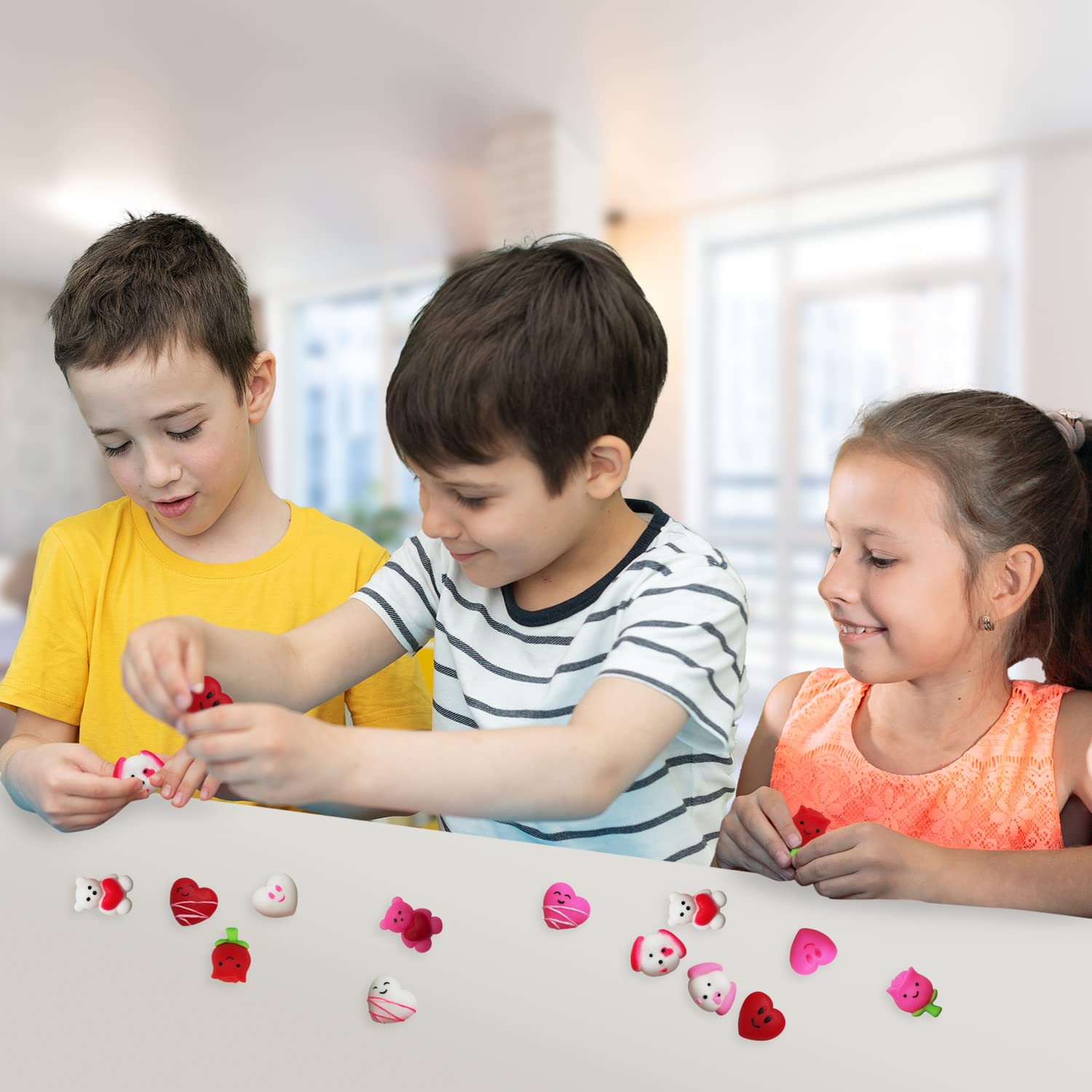 ArtCreativity 48 PCS Mini Valentines Squishies Toys Bulk Set - 12 Cute Stress Relief Squishy Toys for Kids & Adults - Valentine's Day Gifts, Party Favors, Goodie Bag Stuffers - Perfect for Classroom Rewards, Birthday Parties & Sensory Play