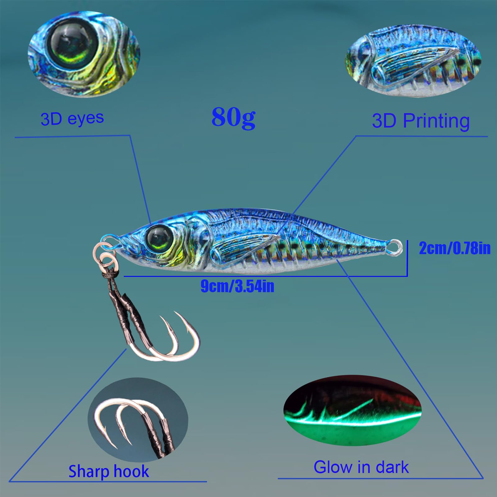 2Pcs Slow Pitch Jigs Lures - Saltwater Fishing Jigs with Butterfly Hooks - Metal Spoons for Speed Jigging & Slow Sinking - Perfect for Deep Sea Fishing, Trolling & Offshore Angling