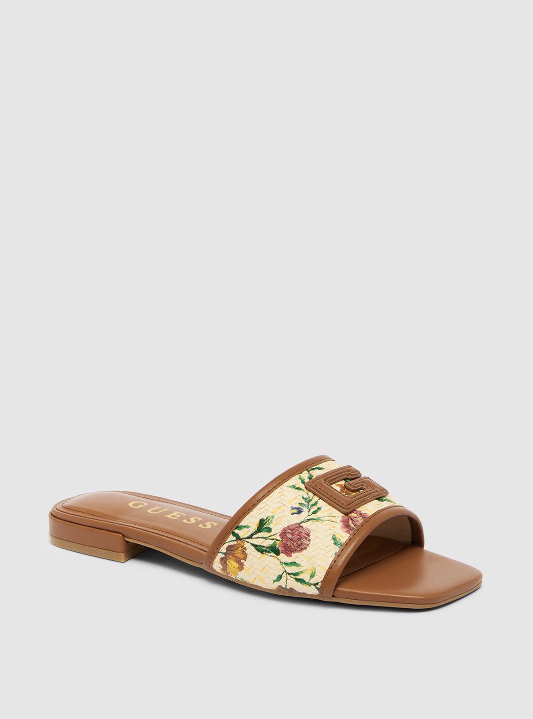 Floral Print Tampa Slides for Women - Comfortable Brown Sandals for Beach, Pool, and Casual Wear