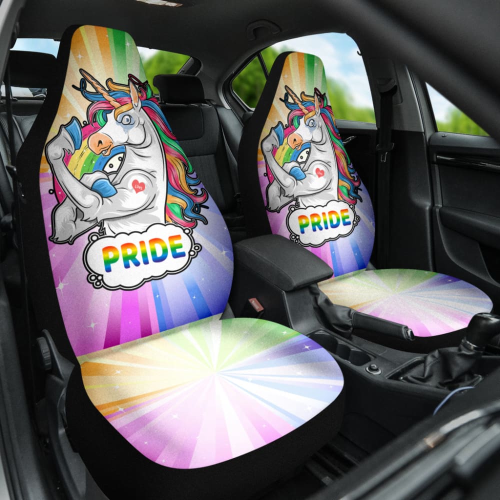 Rainbow Unicorn LGBT Pride Car Seat Covers - Waterproof & Durable Auto Accessories for LGBTQ+ Community - Perfect for Pride Parades, Road Trips & Daily Commute