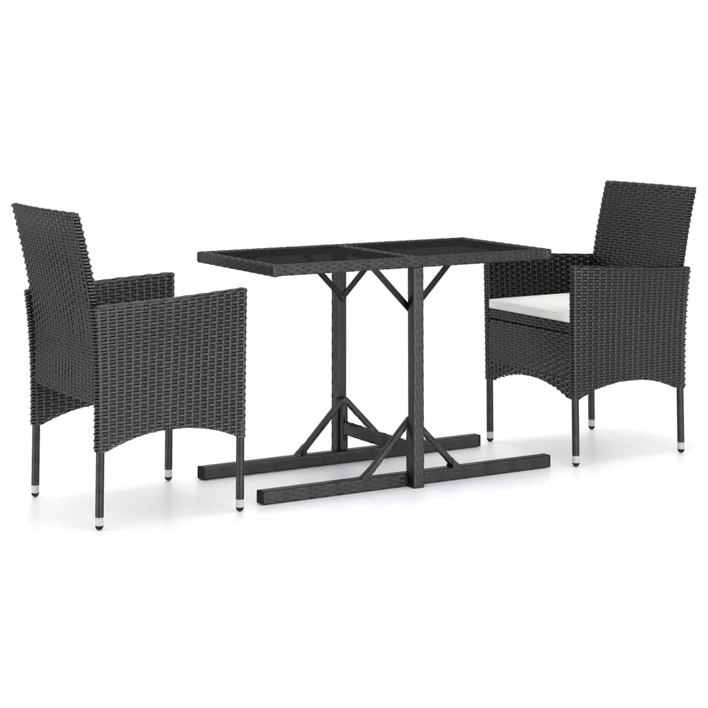 CHARMMA 3-Piece Outdoor Patio Dining Set - Black Metal Table and Chairs (26.75KG) for Garden, Backyard, and Poolside Relaxation