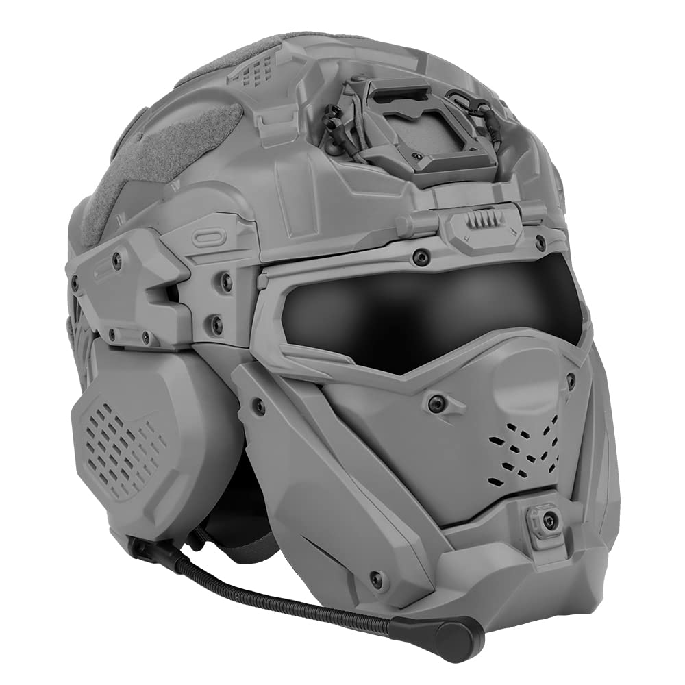 Tactical Airsoft Helmet with Built-in Detachable Headset, Anti-Fog Fan & Sliding Goggles - All-in-One Design for Paintball, CS Cosplay, Military Simulation & Outdoor Airsoft Games