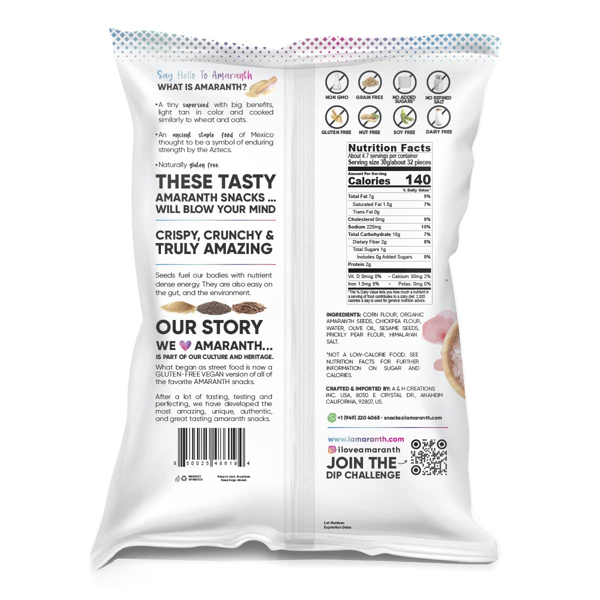 Organic Amaranth Churritos with Himalayan Pink Salt | Vegan, Gluten-Free Healthy Snacks | 3-Pack for On-the-Go, Office & Movie Nights