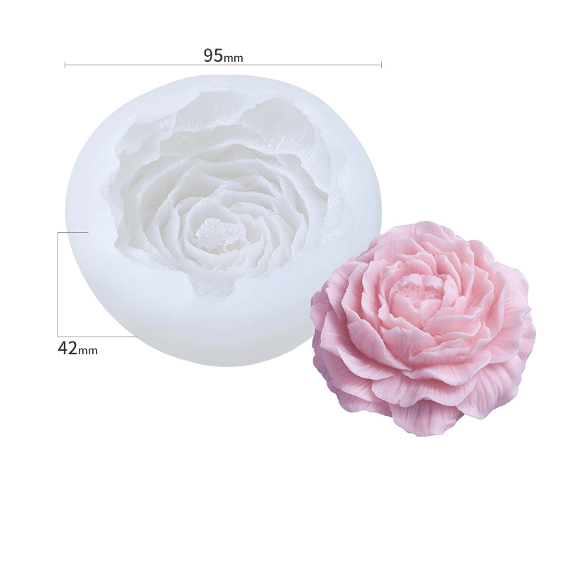 Peony Flower Silicone Candle Mold - 42mm Height for DIY Soy Wax Candles, Home Decor, Wedding Centerpieces & Gift Making