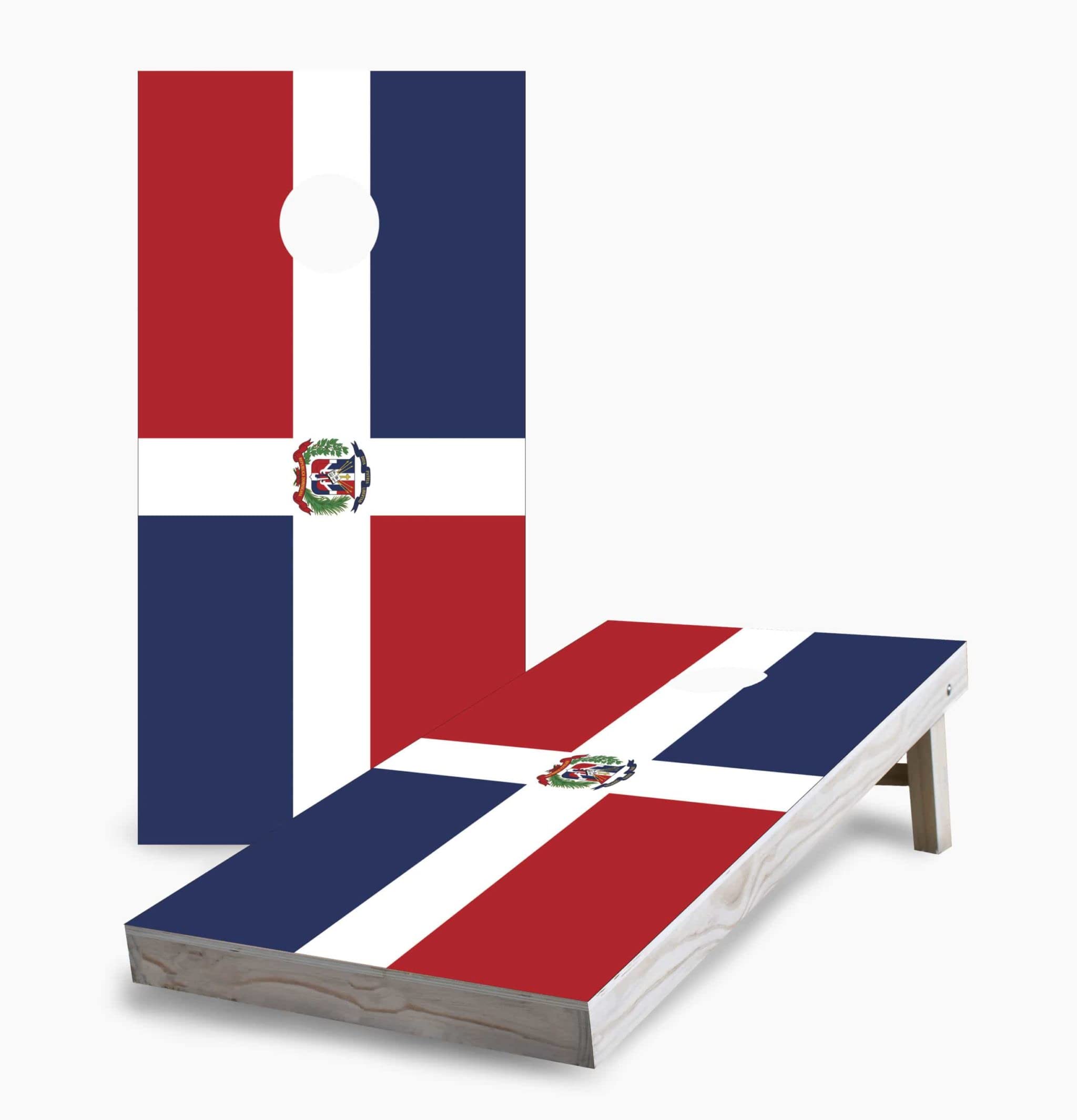 Dominican Republic Flag Cornhole Game Set with 2 Boards & 8 Bags - Outdoor Lawn Tailgate Party Game for Backyard, BBQ, and Beach Gatherings