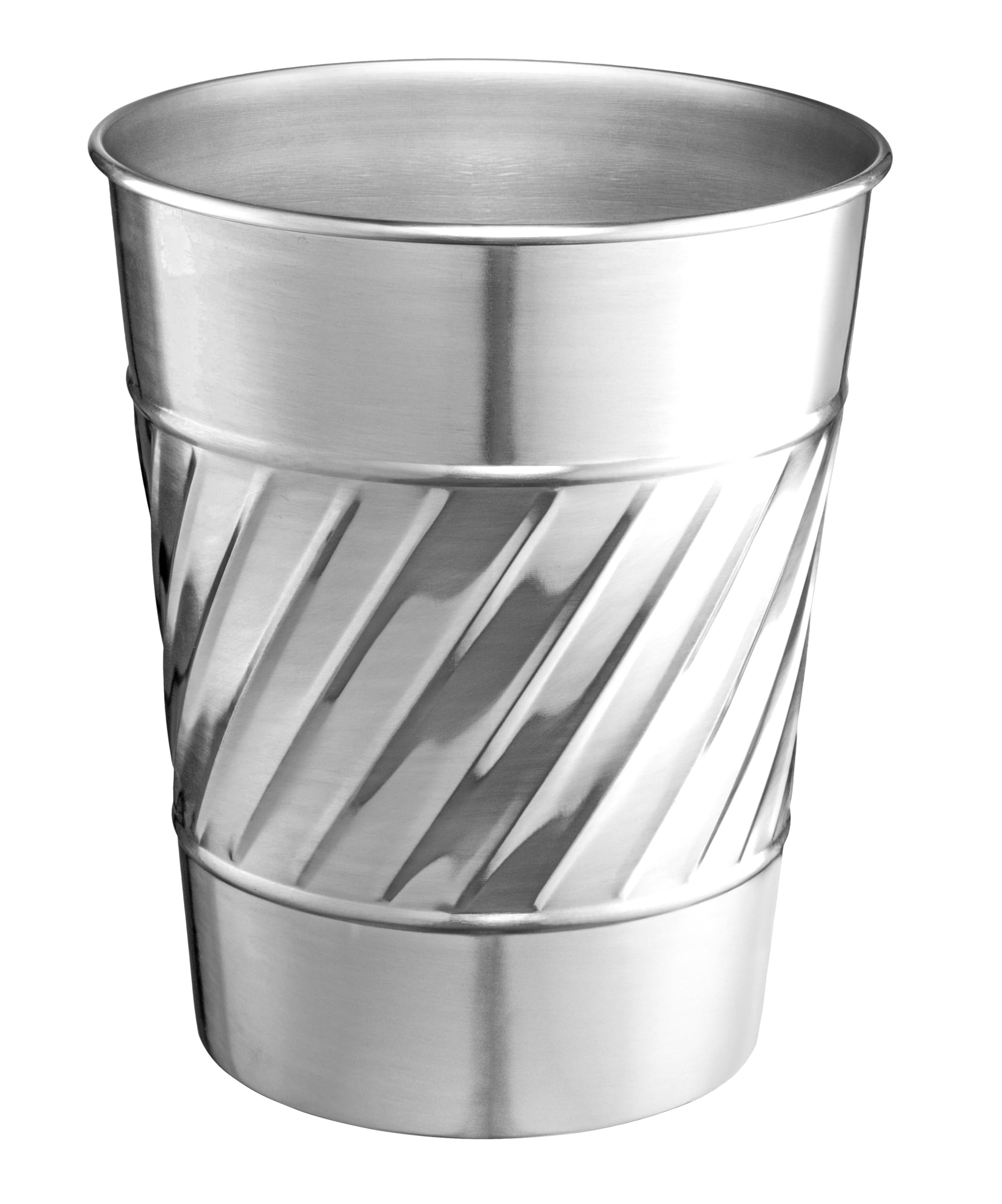 Handcrafted Metal Wastebasket - Durable Trash Can for Home, Office & Bedroom | Decorative Wave Embossed Design | Modern Bathroom Décor in Nickel Finish | Perfect for Living Rooms, Offices & Guest Bathrooms