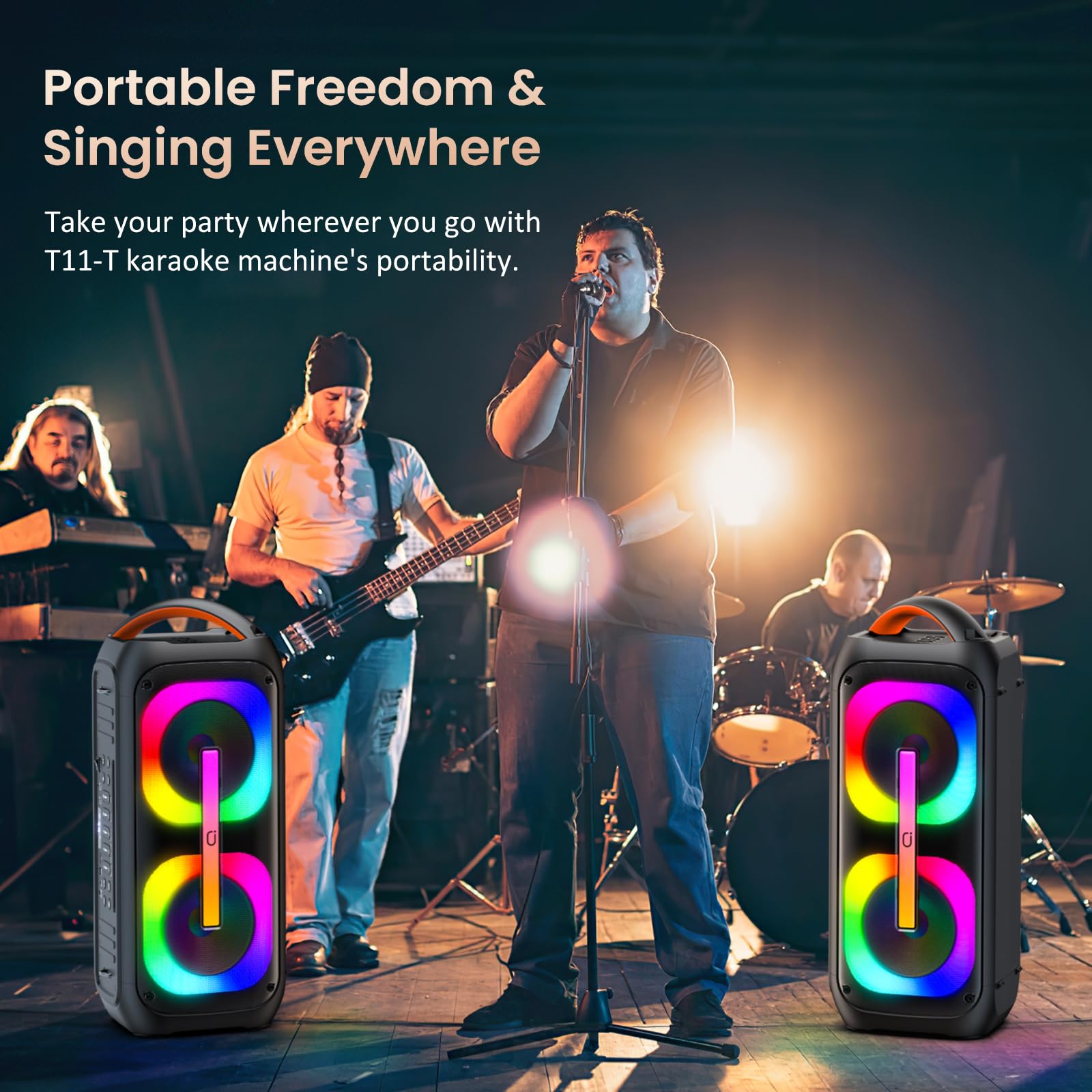 JYX Karaoke Machine with 2 Wireless Microphones - Portable Bluetooth Party Speaker with TWS Stereo, Deep Bass & Dual 60W Subwoofers (400W Peak) - Perfect for Home Karaoke, Outdoor Parties & Live Performances
