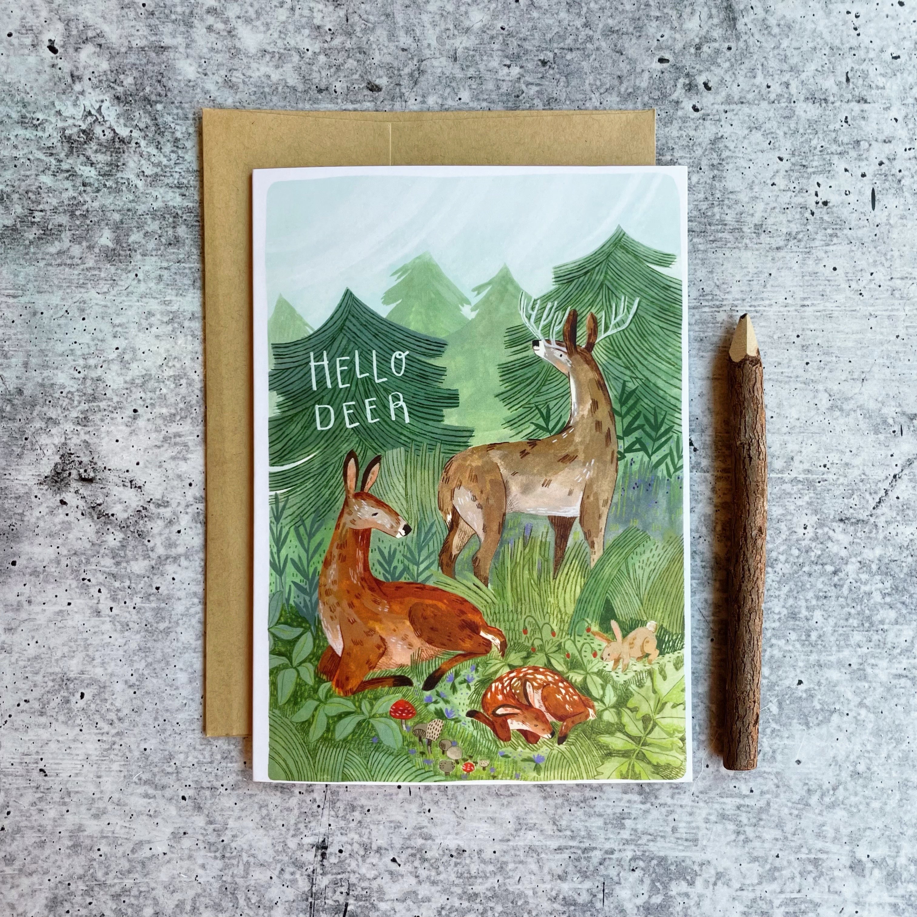 Whimsical Woodland Animal Greeting Cards - Hello Deer Punny Baby Shower, Newborn & Love Cards - Handmade Outdoor Themed Stationery for Birthdays, Baby Showers & Special Occasions