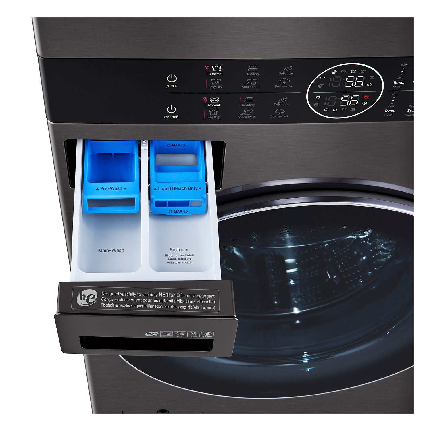 LG WKEX200HBA 5.2 Cu. Ft. Smart Front Load Washer & 7.4 Cu. Ft. Electric Dryer Combo - Steam Refresh, AI Direct Drive, WiFi Enabled - Perfect for Large Families & Modern Laundry Rooms