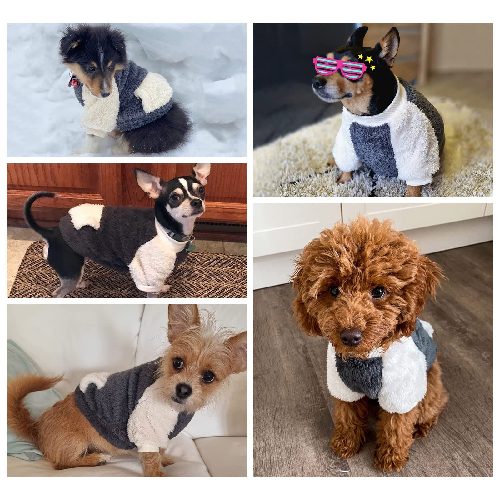 LESYPET Fleece Dog Sweaters for Small Dogs - Warm Puppy Coat Pullover for Small Breed Dogs (Grey, Large) - Perfect for Winter Walks & Indoor Comfort