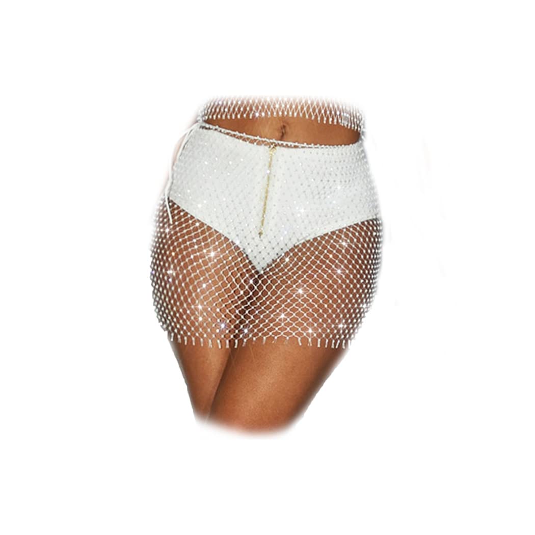 Elegant Rhinestone Mesh Body Chain - Stretchy Elastic Belly Skirt & Fishnet Jewelry for Women & Girls | Perfect for Music Festivals, Beach Parties & Boho Fashion