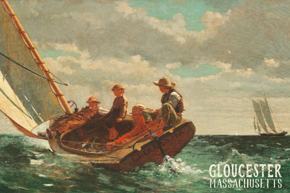 Gloucester Massachusetts Fishing Boat Art Print - 36x54 Giclee Gallery Quality Wall Decor, Nautical Travel Poster for Living Room, Office & Coastal Home Decor
