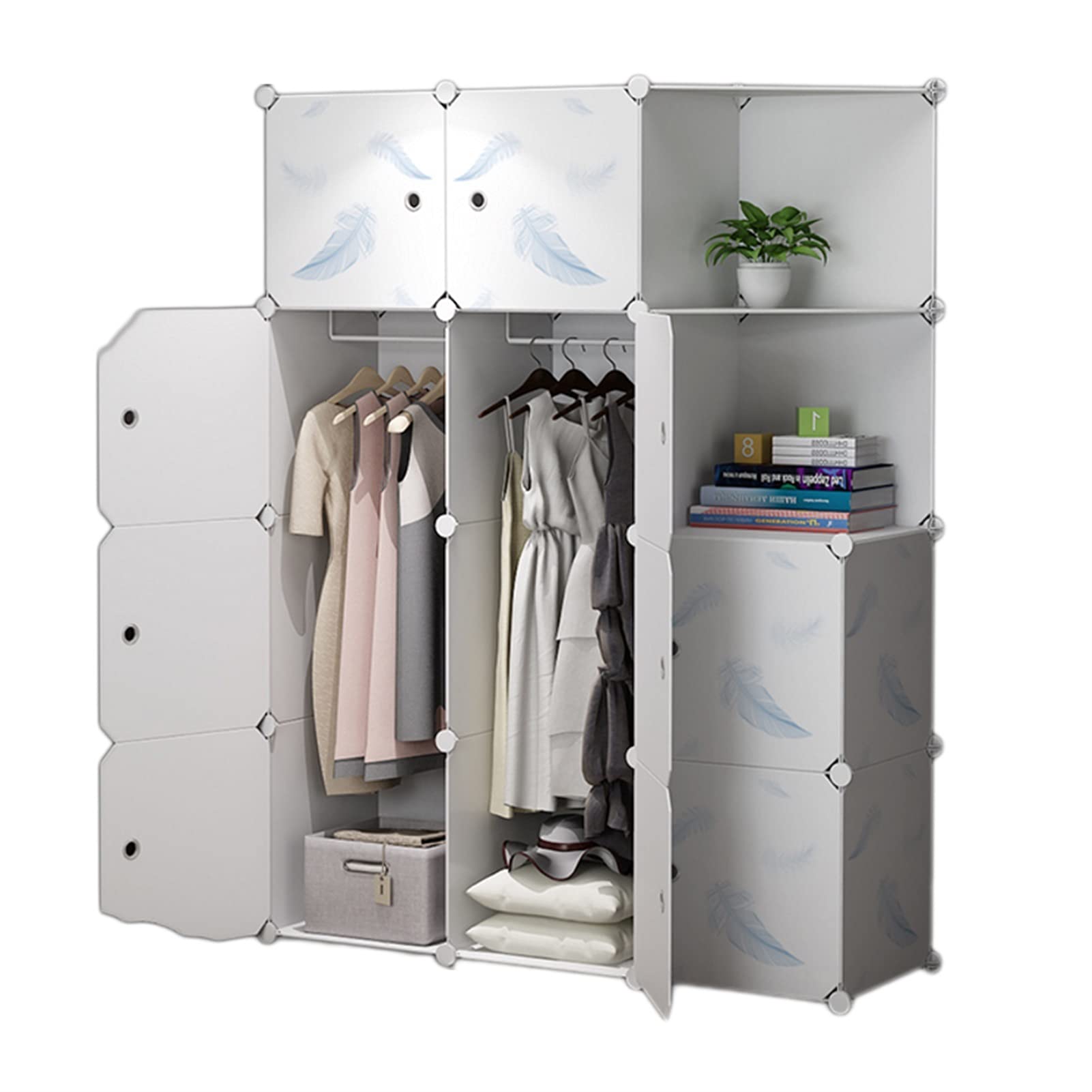 QIAOLI Modular Folding Wardrobe - Space Saving Storage Cabinet for Bedroom, Closet Organizer with Resin Shelves | Perfect for Small Apartments, Dorm Rooms & Corner Spaces