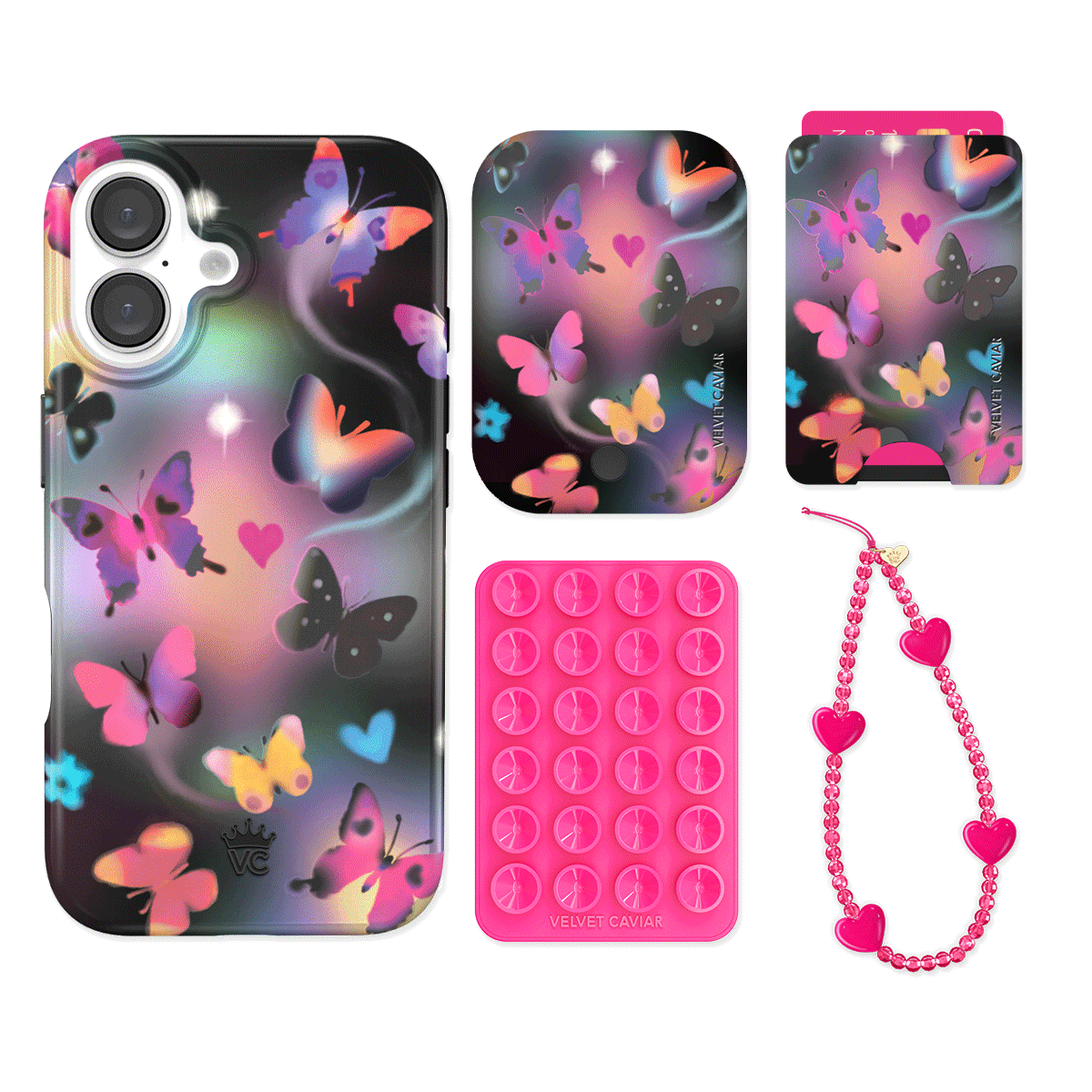 Aurora Butterfly iPhone Case with Wallet - Stylish & Functional Phone Accessory for Women - Perfect for Everyday Use, Travel, and Shopping