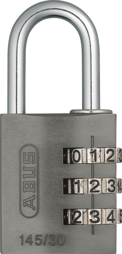 ABUS 145/30 Titanium Combination Lock - Adjustable 4-Digit Code, Security Level 3 Padlock for Luggage, Lockers, Gym Bags & Travel Accessories | Durable Aluminum Lock for Home, Office & School Security