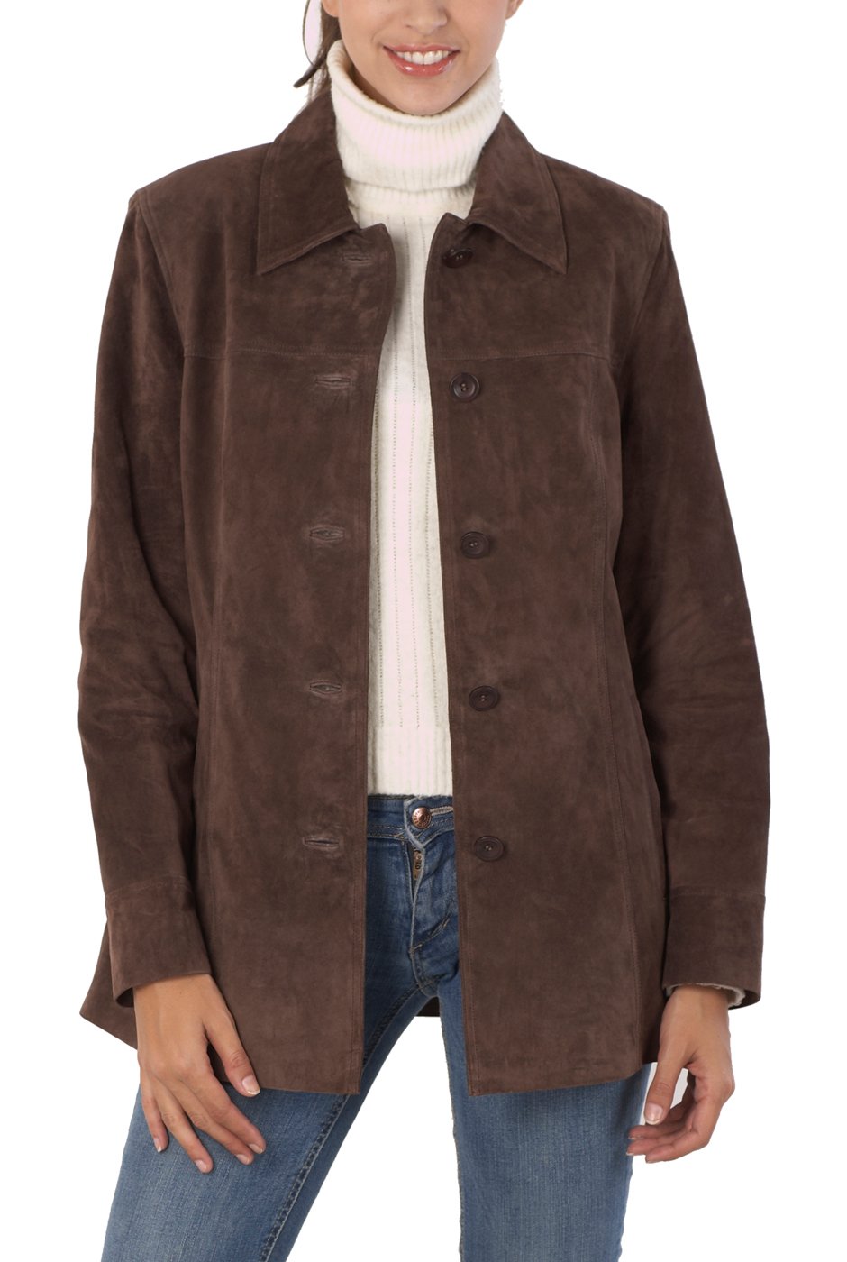 BGSD Women's Anna Suede Leather Car Coat - Classic Winter Jacket for Women (Plus Size & Petite Available) | Perfect for Office, Travel & Everyday Wear