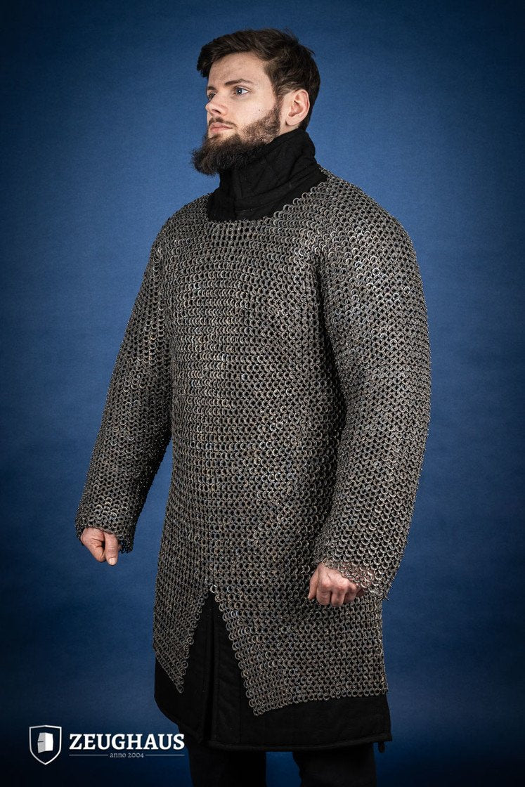 Titanium Chainmail Hauberk - 9mm Flat Ring Riveted Medieval Armor for LARP, Cosplay & Historical Reenactment