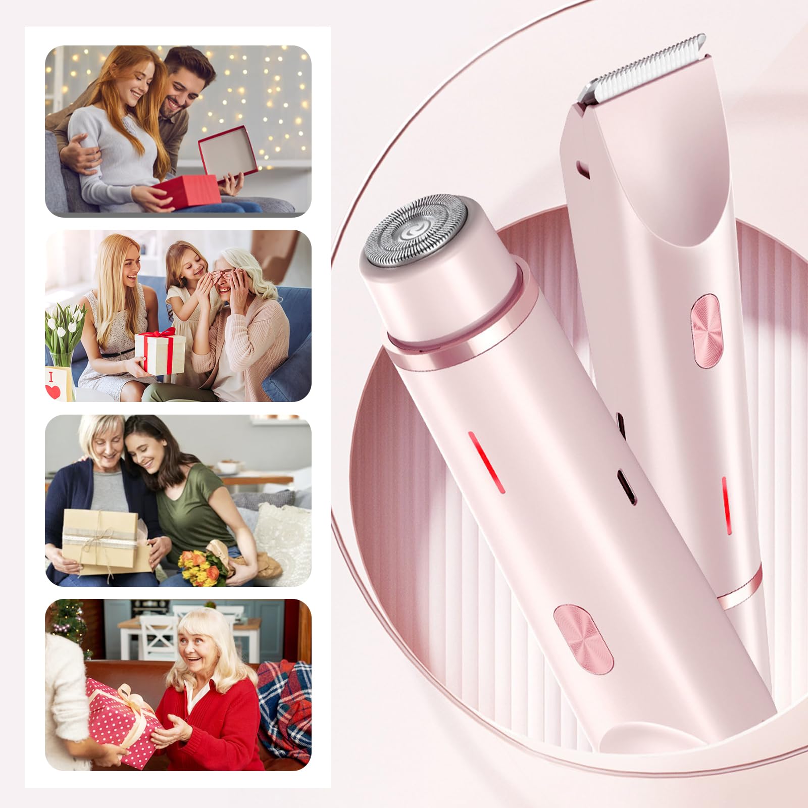 2 in 1 Electric Shaver & Trimmer for Women - Dual Head Wet/Dry Waterproof Women's Razor for Legs, Bikini & Body Hair Removal - Perfect for Travel & Home Use