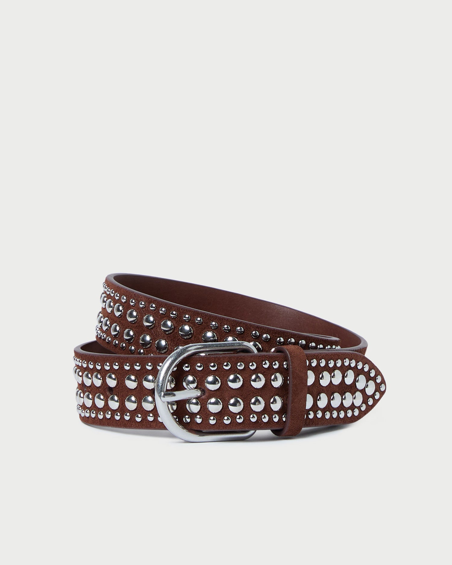 Isaac Silver Studded Belt for Men - Stylish Espresso Brown Leather Belt - Perfect for Casual, Office, and Night Out Fashion