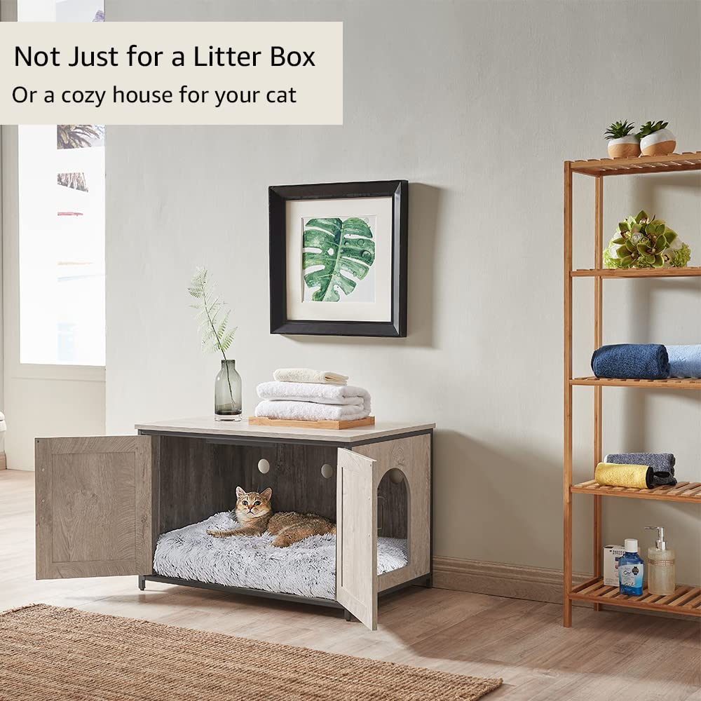 Unipaws XL Top Opening Cat Litter Box Enclosure - Extra Large Flip Top Litter Box Furniture for Big Cats | Senior Pet Friendly Hidden Litter Box Cover | Perfect for Home, Apartment & Multi-Cat Households