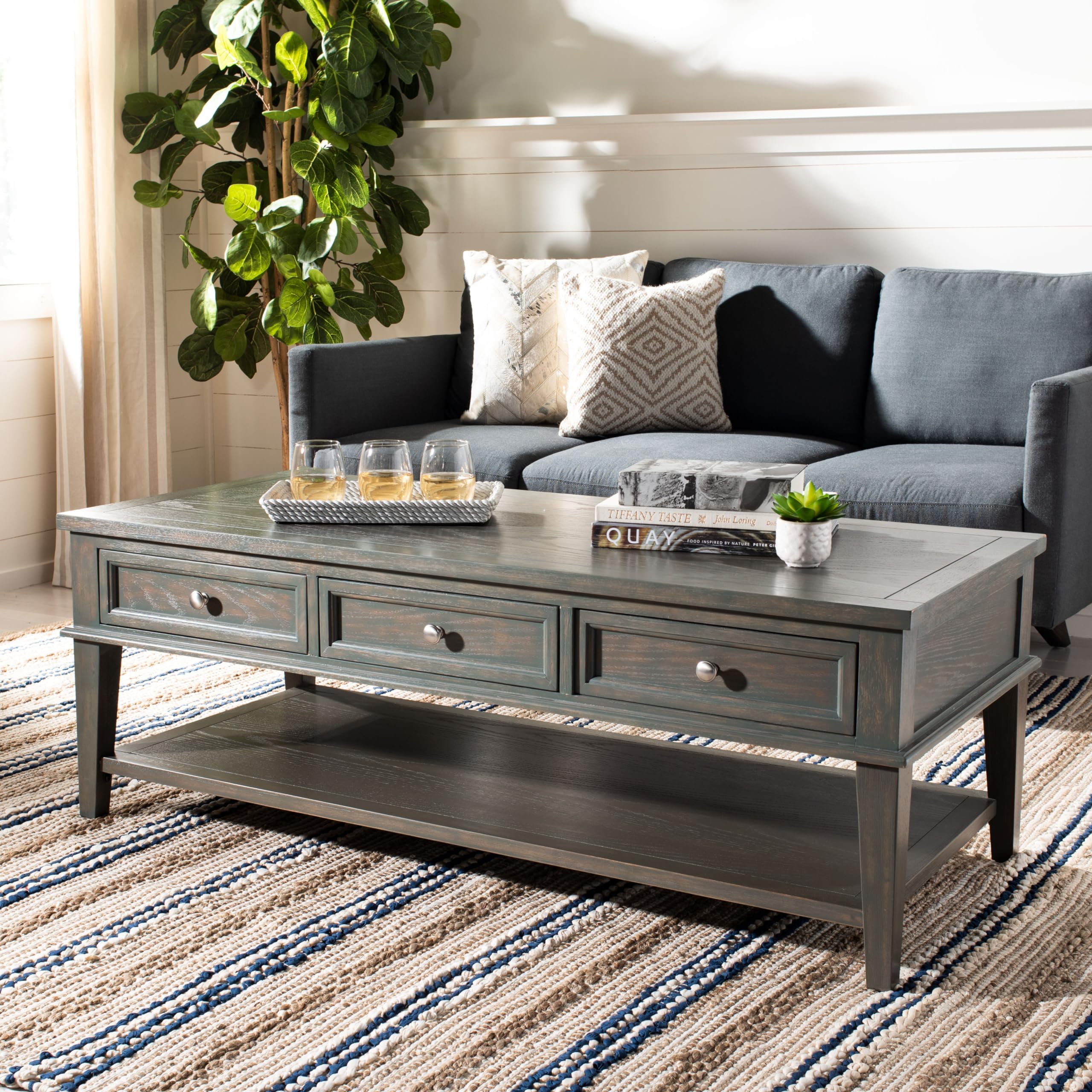 SAFAVIEH American Homes Collection Manelin Sepia Coffee Table - Modern Living Room Furniture for Home Decor & Entertainment