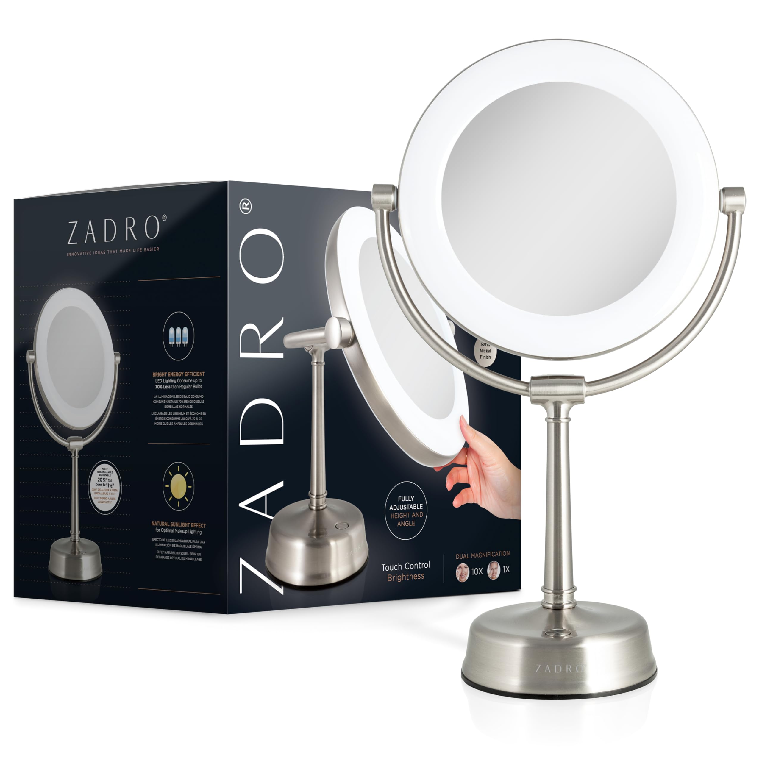 Zadro Lexington 10X/1X Magnification LED Lighted Makeup Mirror - 12