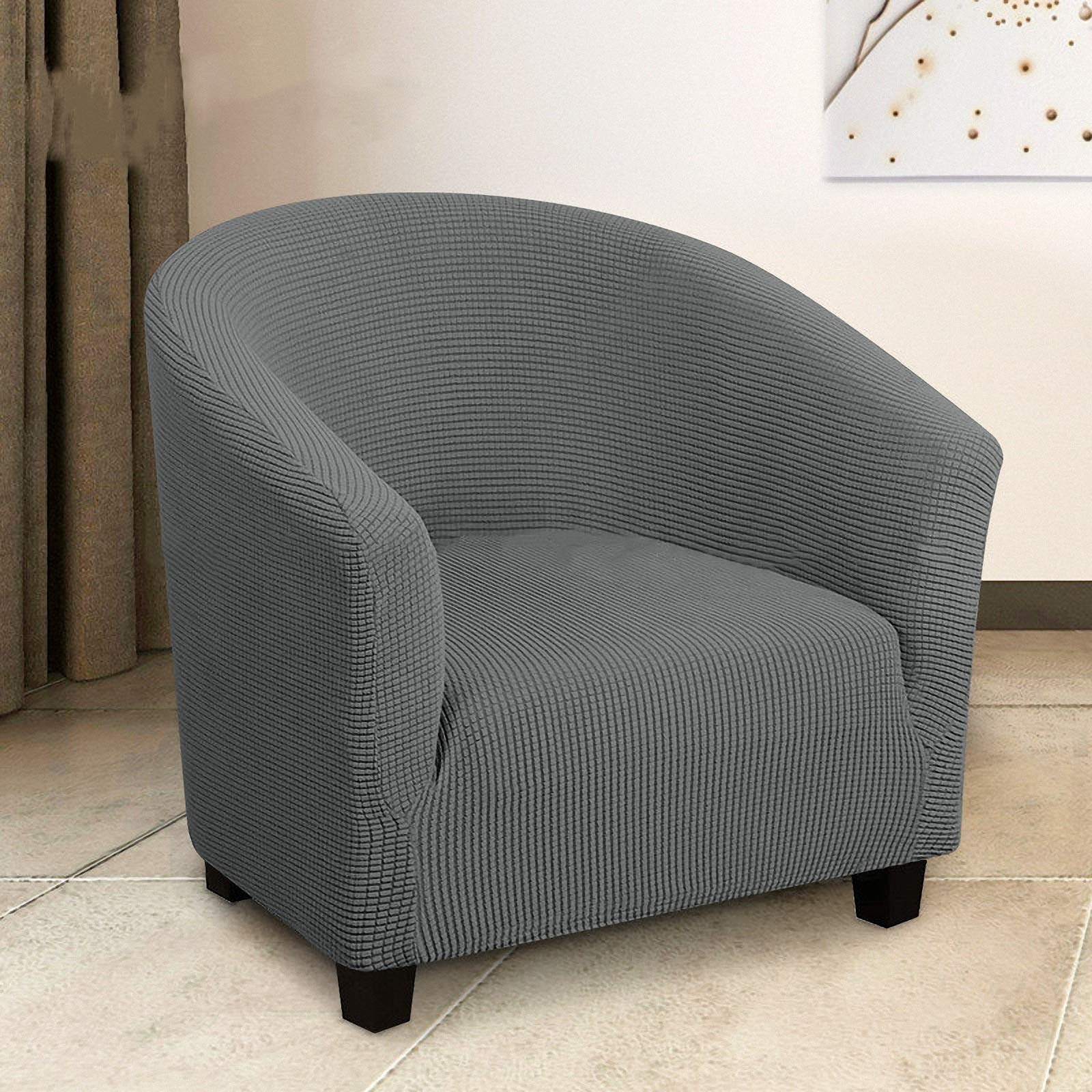 Stretch Spandex Jacquard Club & Cafe Chair Slipcover - Breathable, Washable Chair Protector for Home, Office, Restaurant - White - Perfect for Dining, Lounge, and Outdoor Use